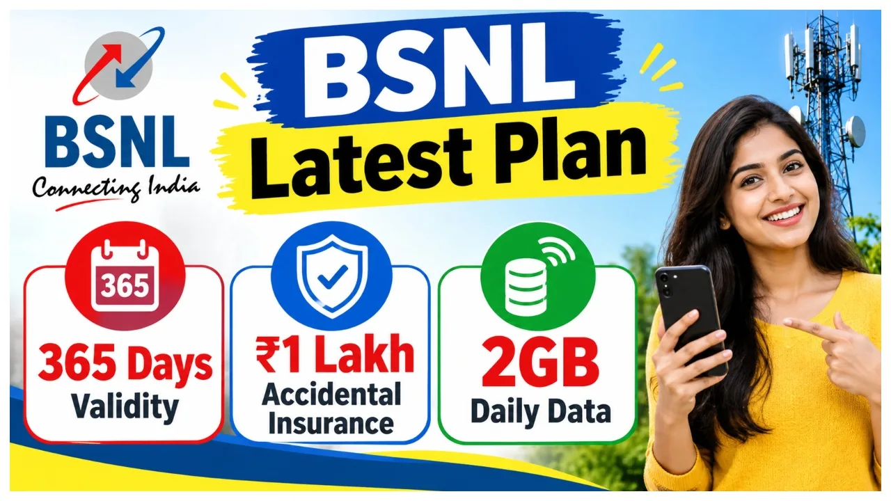 BSNL Latest Plan – Get 365 Days Validity, ₹1 Lakh Accidental Insurance, 2GB Daily Data