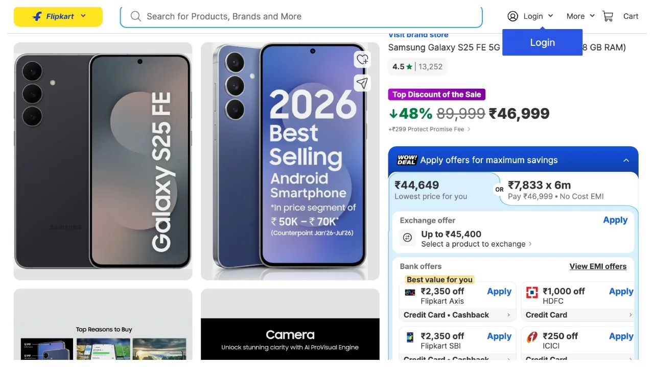 Flipkart Diwali Sale 2026 – Samsung Galaxy S25 FE Gets 48% Discount, Order Now - Image 2