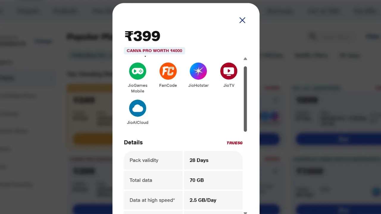 Jio Best Plan – Get 28 Days validity, 70GB Data and Canva Pro worth ₹4,000 free - Image 2