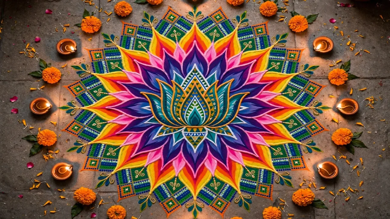 Don’t Know Rangoli? Must Try These Easy, Simple & Unique Door Rangoli Designs for Diwali 2026 - Image 6