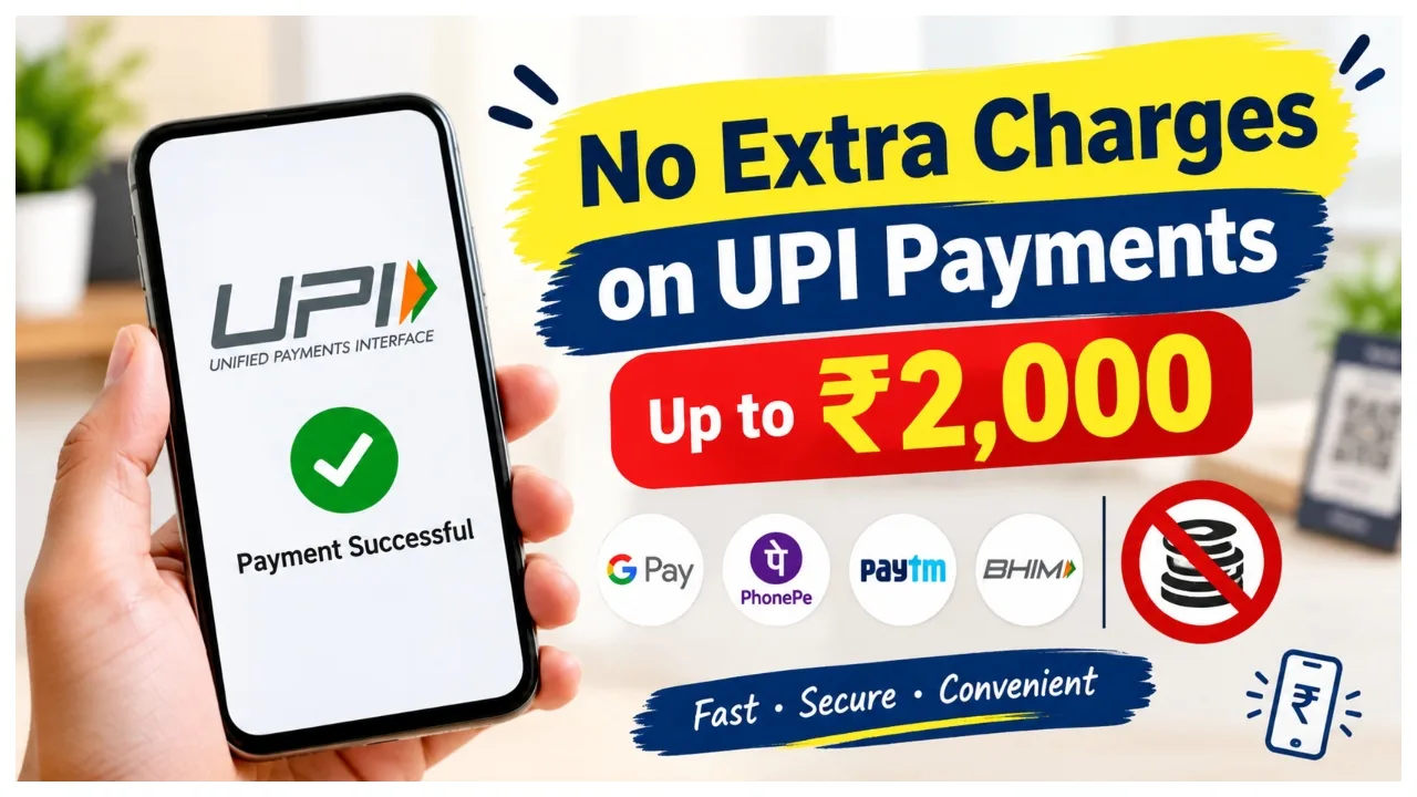 UPI Payment Update – No Extra Charges on Transactions Up to ₹2,000,  Full Details