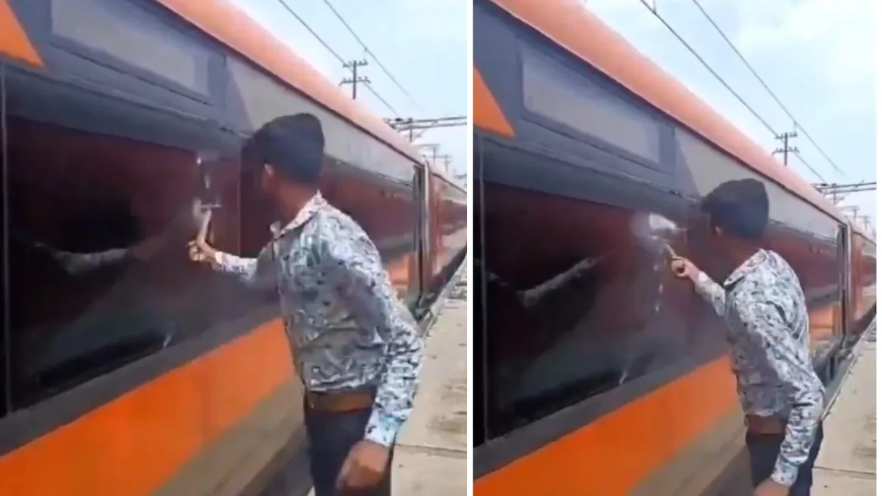 Vande Bharat Train Window Video Fact Check, Old Maintenance Video Misleadingly Shared