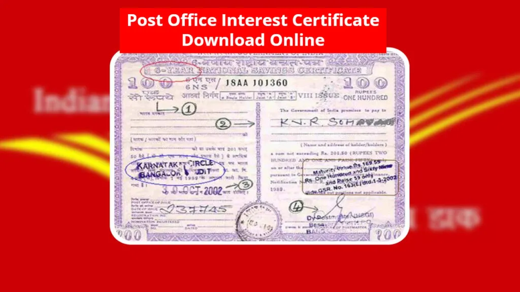 Post Office Interest Certificate