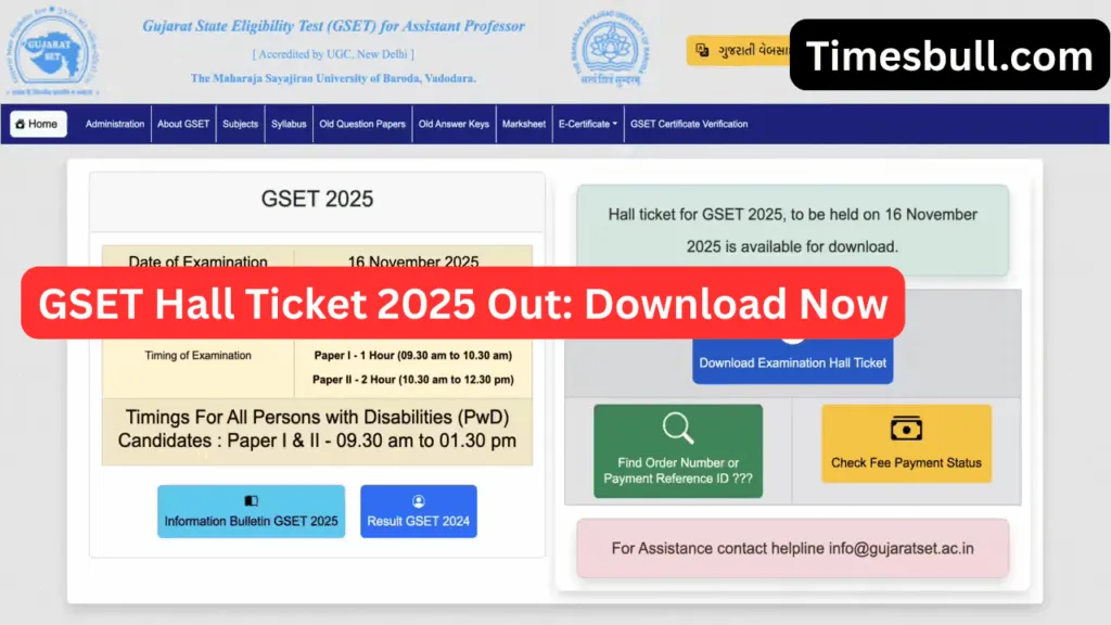 GSET Hall Ticket 2025 Out 3