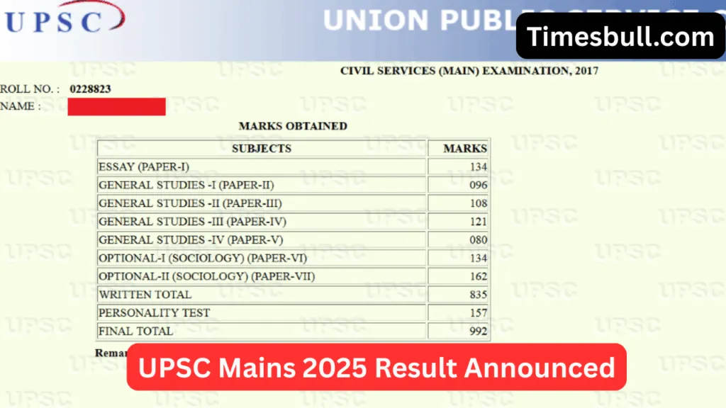 UPSC Mains 2025 Result Announced 3
