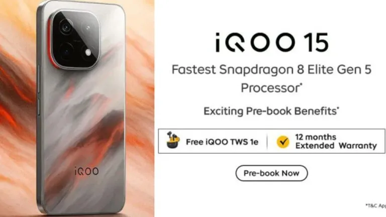 iQOO 15 Pre-Booking Begins with Perks Like Free iQOO TWS 1e & 12 Months Extended Warranty, Check Details
